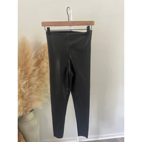 Joie Black Faux Leather High Rise Leggings Small Moto Goth Biker Style - Picture 3 of 8